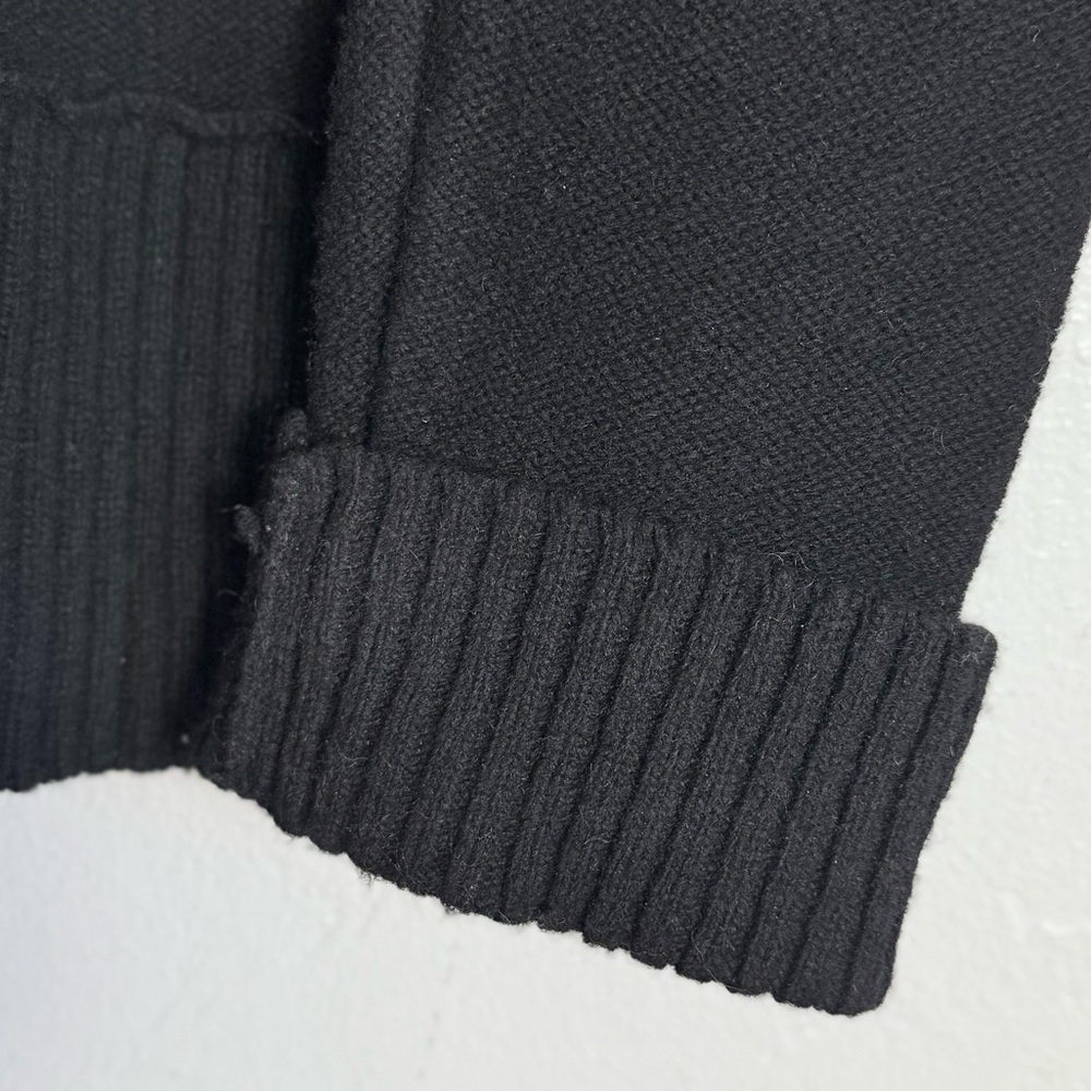 Free People "Faux Scarf" Zip-Up Wool Sweater Jacket – Black/Gray/Blue – Size S - Picture 9 of 11